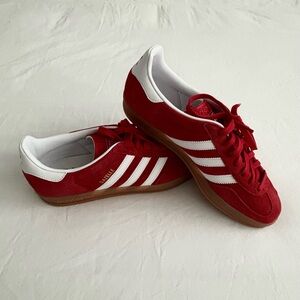 New Adidas Red Suede Gazelle with White Stripes